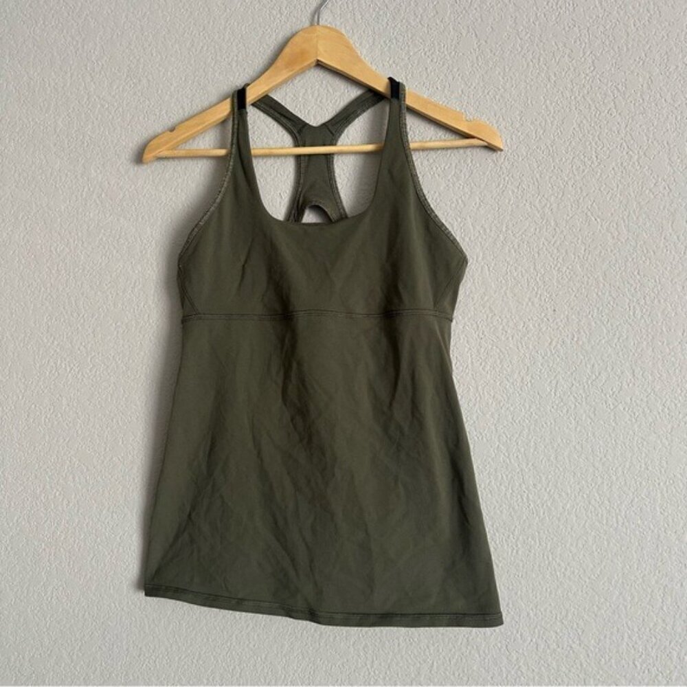 Rare Lululemon Satnam Tank Olive Green Tank Top Size 10 - Picture 4 of 10